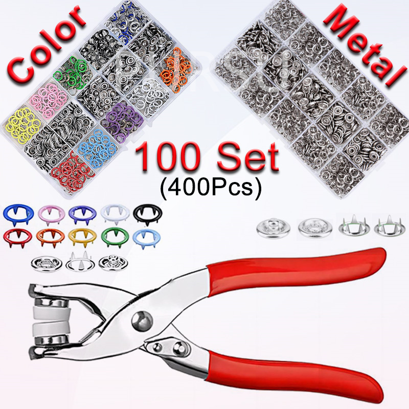 Snap Fastener Set - 100 комплектов плоскогубцев, автоматические плоскогубцы для