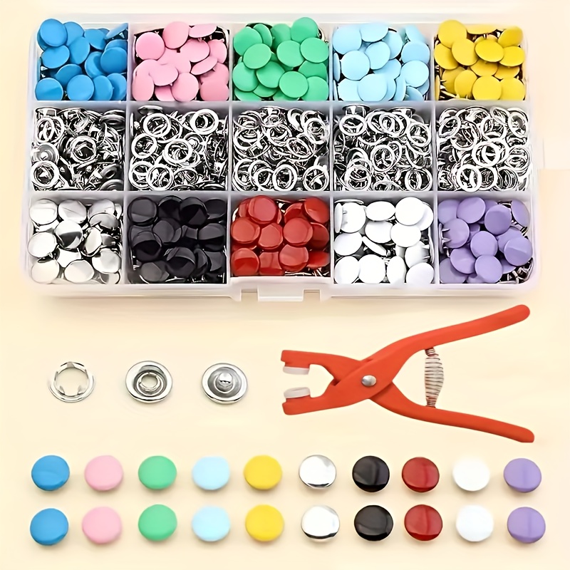 Snap Fastener Set - Набор из 100 разноцветных металлических кнопок-заклепок