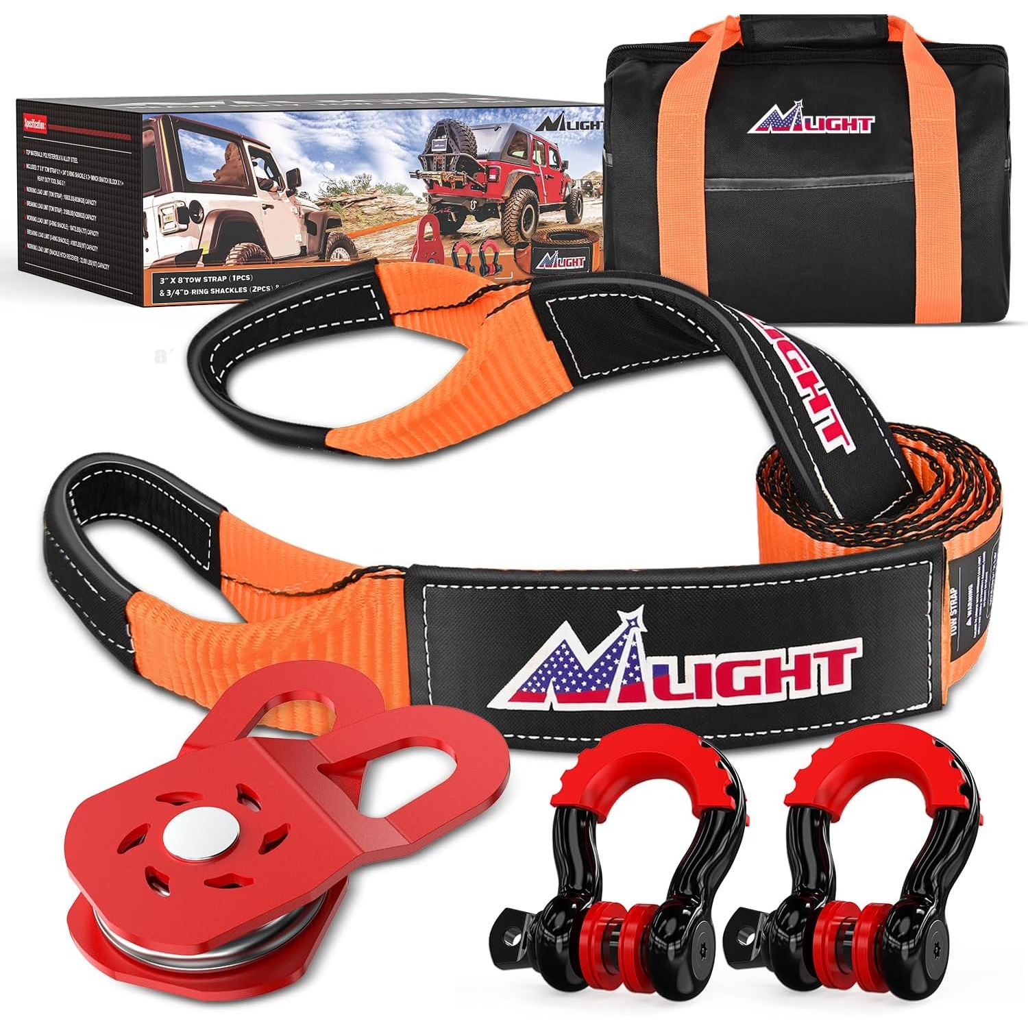D Ring Strap - Комплект для эвакуации Nilight Offroad: буксировочный