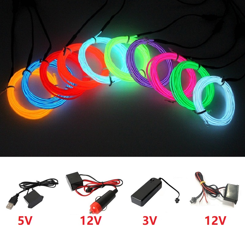 10 м/5 м/3 м/1 м 3 В аккумулят – обзор и цена Led El Wire